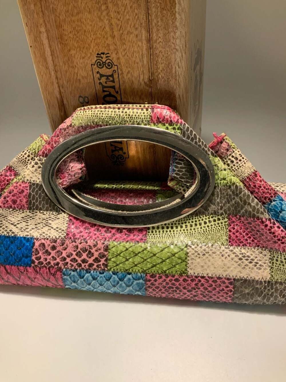 Wild Rose Multicolor Patchwork Snakeskin Print Me… - image 2